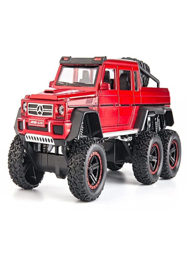 PEZYOX Exclusive Alloy Metal Pull Back Die-cast Car Model with Sound Light Mini Auto Toy for Kids Metal Model Toy Car with Sound and Light (1.22 Scale AMG G63 6 Wheel-RED) - Image 1
